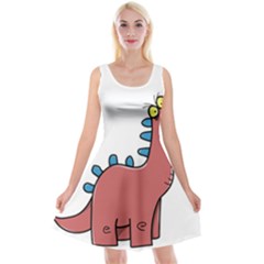 Dinosaur Dragon Drawing Cute Reversible Velvet Sleeveless Dress by Ndabl3x