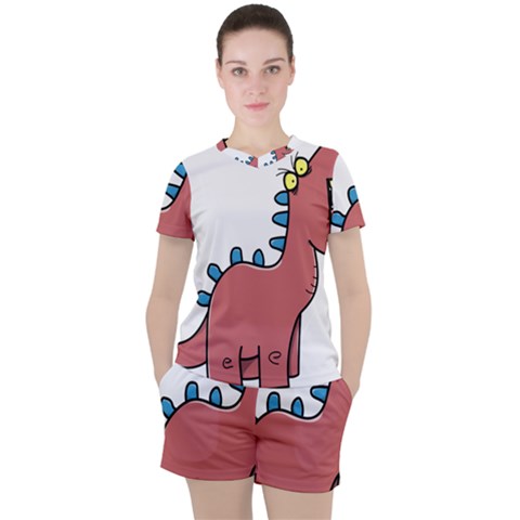 Dinosaur Dragon Drawing Cute Women s T-shirt And Shorts Set by Ndabl3x