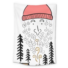 Santa Claus Cabin Hut Campfire Large Tapestry