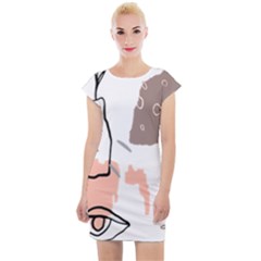 Abstract Art Design Pattern Cap Sleeve Bodycon Dress
