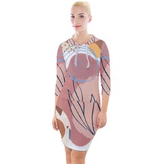 Abstract Circles Art Design Quarter Sleeve Hood Bodycon Dress by Ndabl3x