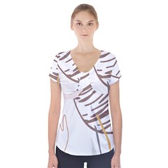 Abstract Hand Vine Lines Drawing Short Sleeve Front Detail Top