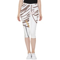 Abstract Hand Vine Lines Drawing Inside Out Lightweight Velour Capri Leggings  by Ndabl3x