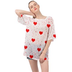 Hearts Romantic Love Valentines Oversized Chiffon Top by Ndabl3x