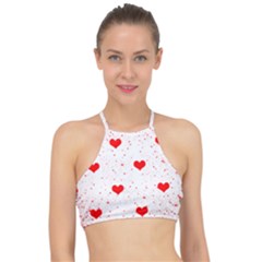 Hearts Romantic Love Valentines Halter Bikini Top
