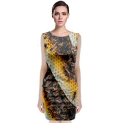 Yellow And Black Bees On Brown And Black Classic Sleeveless Midi Dress by Ndabl3x