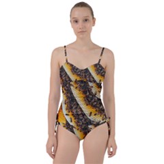 Yellow And Black Bees On Brown And Black Sweetheart Tankini Set by Ndabl3x