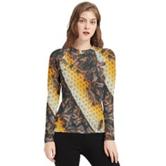 Yellow And Black Bees On Brown And Black Women s Long Sleeve Rash Guard by Ndabl3x