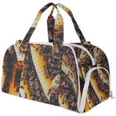 Yellow And Black Bees On Brown And Black Burner Gym Duffel Bag by Ndabl3x