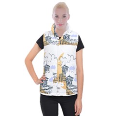 Poster Map Flag Lotus Boat Women s Button Up Vest by Grandong