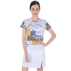 Poster Map Flag Lotus Boat Women s Sports Top by Grandong