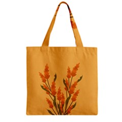 Yellow Flowers Flowers Watercolor Zipper Grocery Tote Bag