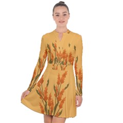 Yellow Flowers Flowers Watercolor Long Sleeve Panel Dress