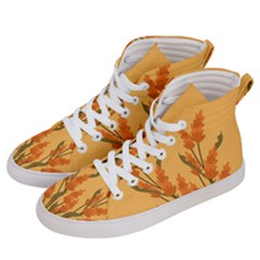 Yellow Flowers Flowers Watercolor Men s Hi-top Skate Sneakers