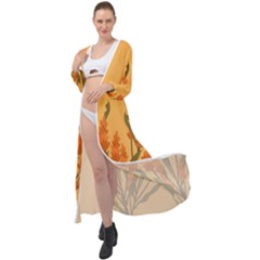 Yellow Flowers Flowers Watercolor Maxi Chiffon Beach Wrap