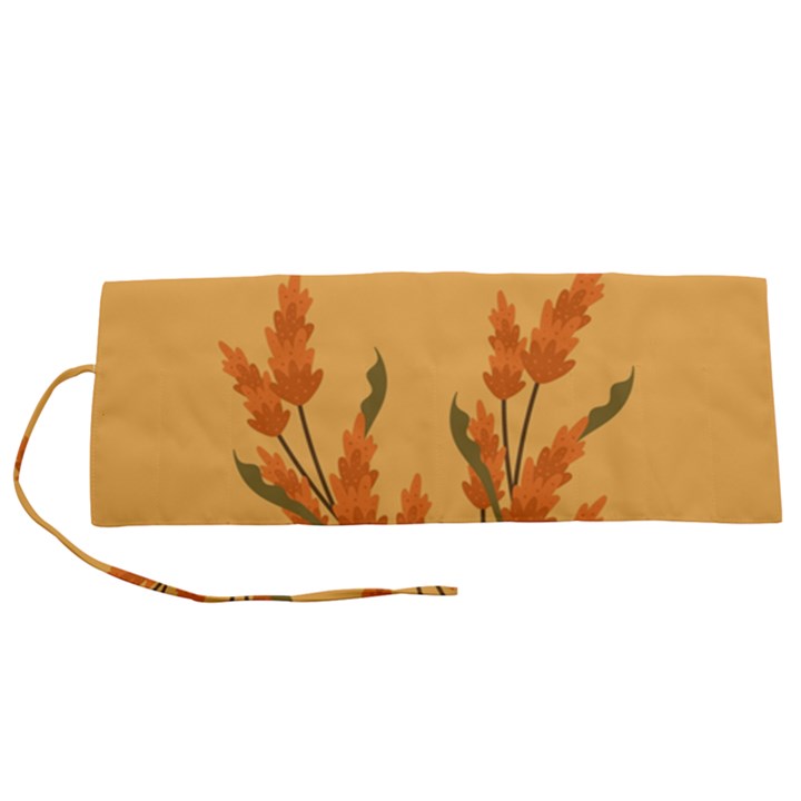 Yellow Flowers Flowers Watercolor Roll Up Canvas Pencil Holder (S)