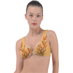 Yellow Flowers Flowers Watercolor Ring Detail Bikini Top by Grandong