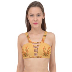 Yellow Flowers Flowers Watercolor Cage Up Bikini Top