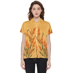 Yellow Flowers Flowers Watercolor Short Sleeve Pocket Shirt