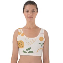 Cherries Flower Leaves Floral Velvet Crop Top by Grandong