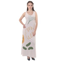 Cherries Flower Leaves Floral Sleeveless Velour Maxi Dress