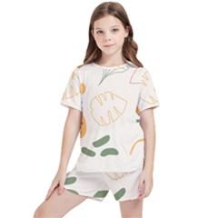 Cherries Flower Leaves Floral Kids  T-shirt And Sports Shorts Set by Grandong