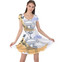 Poster Map Flag Lotus Boat Ha Noi Vietnam Cap Sleeve Dress by Grandong