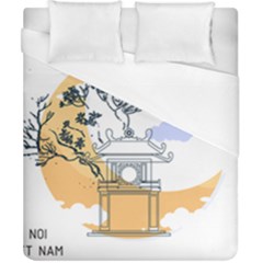 Poster Map Flag Lotus Boat Ha Noi Vietnam Duvet Cover (california King Size) by Grandong