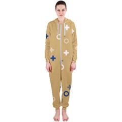 Cross Circles White Circles Hooded Jumpsuit (ladies) by Grandong