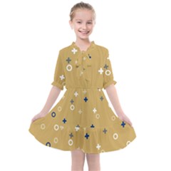 Cross Circles White Circles Kids  All Frills Chiffon Dress by Grandong