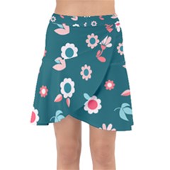 Cute Flowers Seamless Model Spring Wrap Front Skirt by Grandong