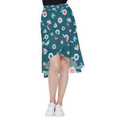 Cute Flowers Seamless Model Spring Frill Hi Low Chiffon Skirt by Grandong