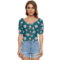 Cute Flowers Seamless Model Spring Button Up Blouse