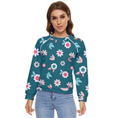 Cute Flowers Seamless Model Spring Women s Long Sleeve Raglan T-shirt