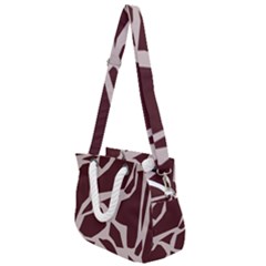 Cracked Pattern Boho Art Design Rope Handles Shoulder Strap Bag