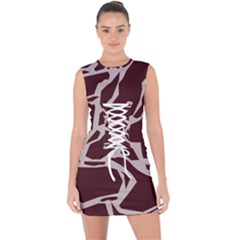 Cracked Pattern Boho Art Design Lace Up Front Bodycon Dress