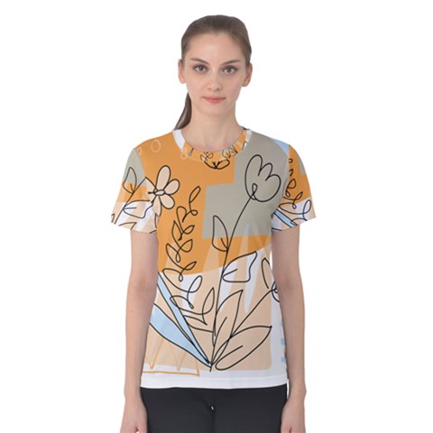 Doodle Flower Floral Abstract Women s Cotton T-shirt by Grandong