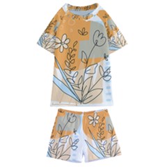 Doodle Flower Floral Abstract Kids  Swim T-shirt And Shorts Set by Grandong