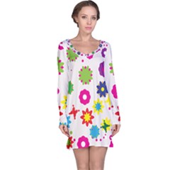 Floral Colorful Background Long Sleeve Nightdress by Grandong