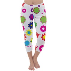Floral Colorful Background Capri Winter Leggings  by Grandong
