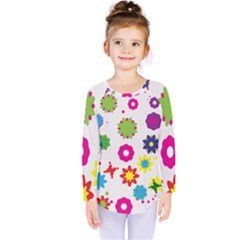 Floral Colorful Background Kids  Long Sleeve T-shirt