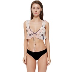 Sky Clouds Stars Starry Cloudy Low Cut Ruffle Edge Bikini Top by Grandong