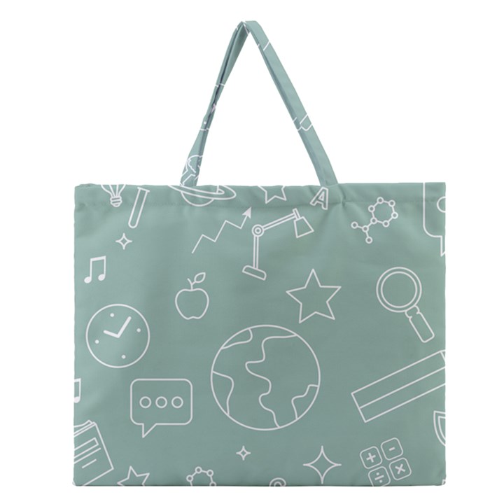 Board Chalk School Earth Book Zipper Large Tote Bag