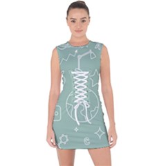 Board Chalk School Earth Book Lace Up Front Bodycon Dress