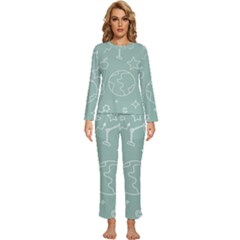 Board Chalk School Earth Book Womens  Long Sleeve Lightweight Pajamas Set