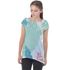 Plants Leaves Border Frame Cap Sleeve High Low Top by Grandong