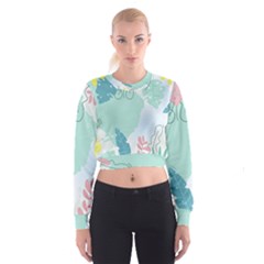 Plants Leaves Border Frame Cropped Sweatshirt