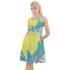 Plants Eaves Border Frame Knee Length Skater Dress With Pockets by Grandong