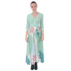 Plants Leaves Border Frame Button Up Maxi Dress by Grandong