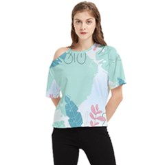 Plants Leaves Border Frame One Shoulder Cut Out T-shirt by Grandong